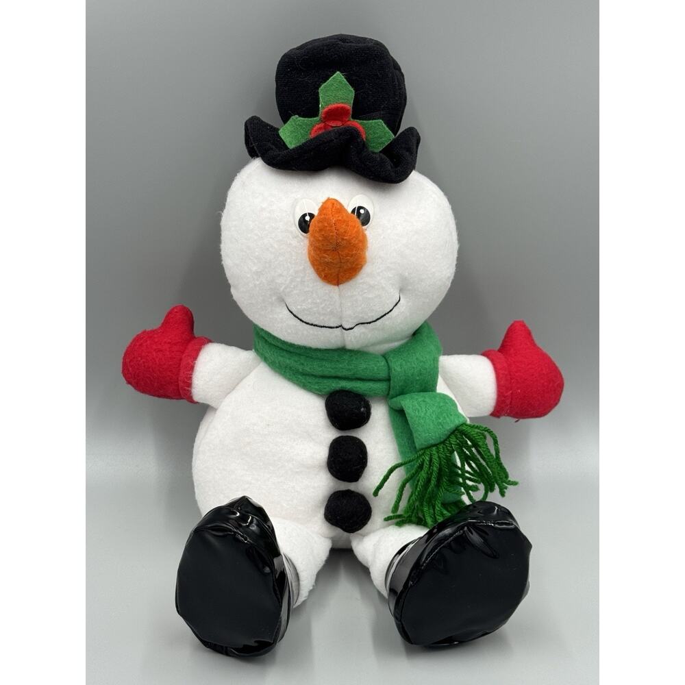 Softkins Snowman Plush Gibson Greetings 12” Stuffed Animal Black Top Hat Boots